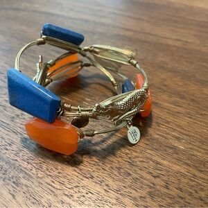 BOURBON & BOWETIES gold tone bracelet bangle Blue Orange Gator FLORIDA GATORS UF